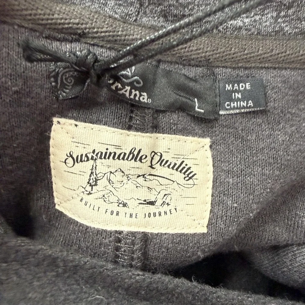 PrAna Sweatshirt Womens Large Gray Cozy Up Turtleneck Fleece Pullover UPF Hemp